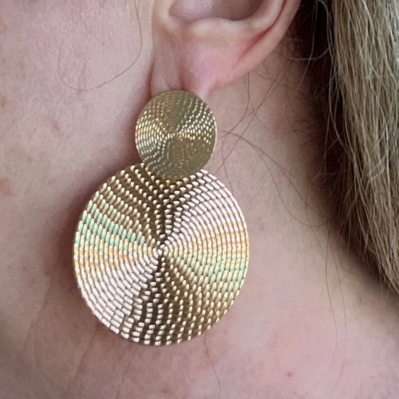 Anthropologie Jewelry - Gold Round Earrings